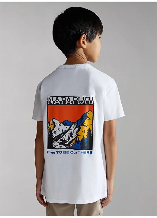 Napapijri Beyaz Erkek Çocuk Yuvarlak Yaka Kısa Kollu T-Shirt NP0A4HGN0021 K S-FUJI 2
