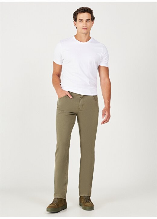 Wrangler Normal Bel Regular Fit Yeşil Erkek Chino Pantolon W121053G40 Texas Non Denim Pantolon 1