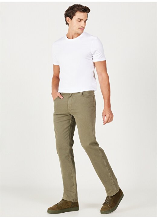 Wrangler Normal Bel Regular Fit Yeşil Erkek Chino Pantolon W121053G40 Texas Non Denim Pantolon 2