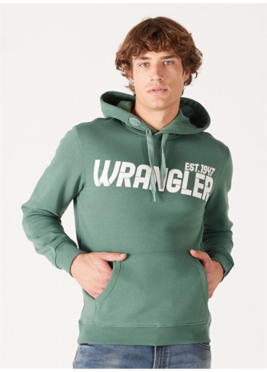 Wrangler Kapüşon Yaka Yeşil Erkek Sweatshırt W232257300 Kapüşonlu Sweatshirt 1