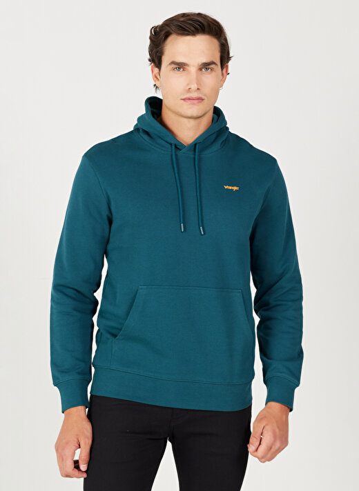 Wrangler Kapüşon Yaka Yeşil Erkek Sweatshırt W654I4G03 Kapüşonlu Sweatshirt 3