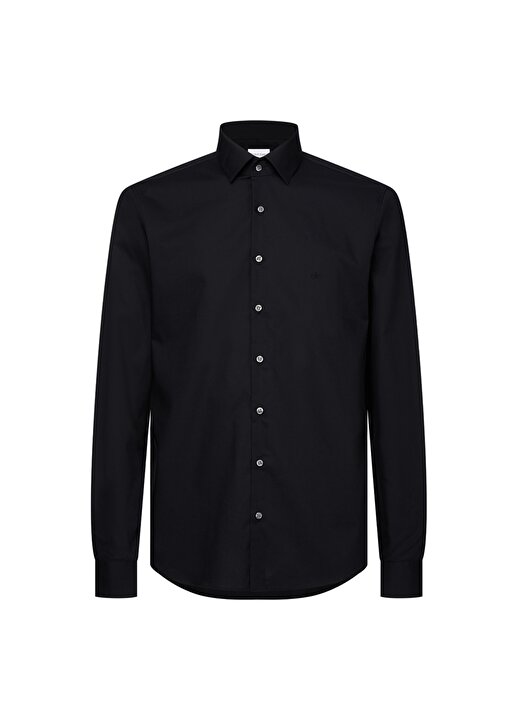 Calvin Klein Slim Fit Düğmeli Yaka Siyah Erkek Gömlek K10K103025001 1