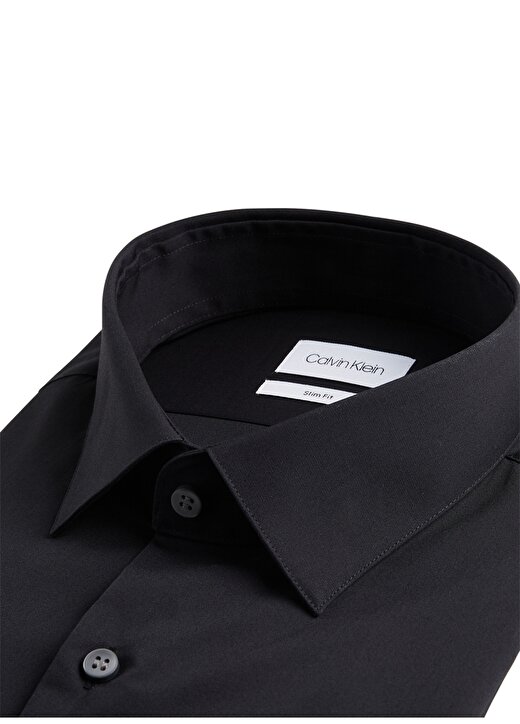 Calvin Klein Slim Fit Düğmeli Yaka Siyah Erkek Gömlek K10K103025001 2