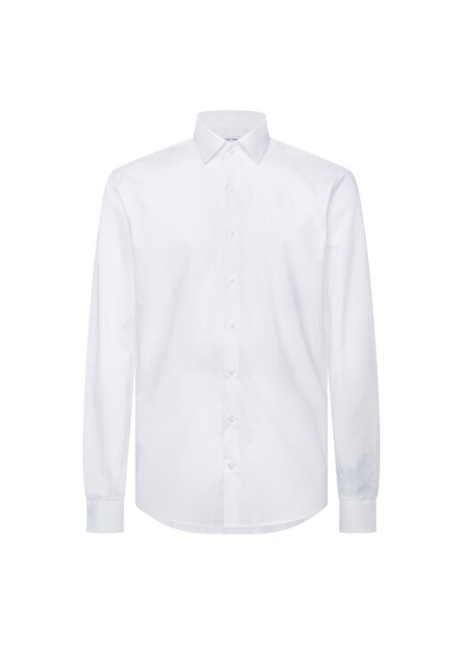 Calvin Klein Slim Fit Düğmeli Yaka Beyaz Erkek Gömlek K10K103025100 1