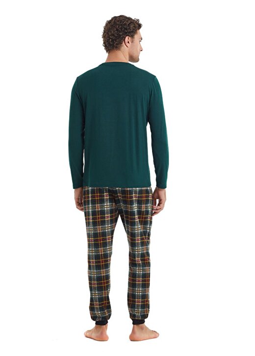 Blackspade Yeşil Erkek V Yaka Düz Pijama Takımı 40095 2