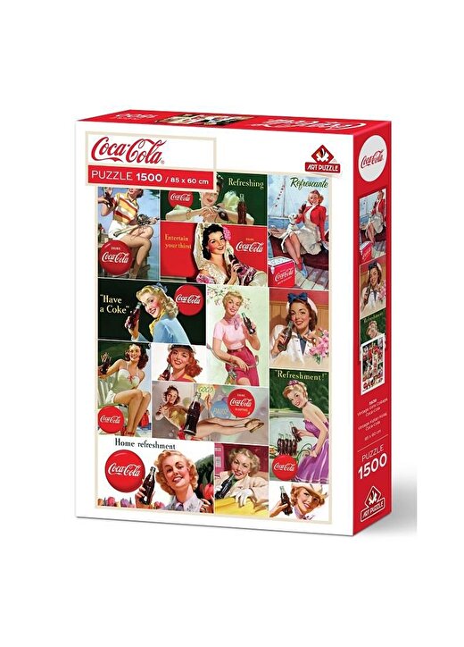 Art Puzzle Çok Renkli Çocuk Puzzle Vintage Kızları Kolaj, Coca Cola 15 2