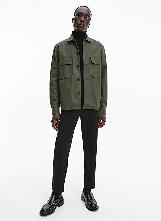 Calvin Klein Slim Fit Düğmeli Yaka Yeşil Erkek Gömlek K10K109920MRZ 2