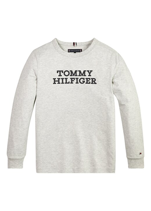 Tommy Hilfiger Gri Erkek Çocuk Bisiklet Yaka Uzun Kollu Baskılı T-Shirt KB0KB08554P1N 1