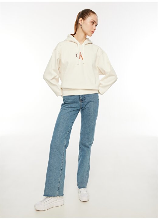 Calvin Klein Jeans Kapüşon Yaka Beyaz Kadın Sweatshırt J20J222346YBI 2
