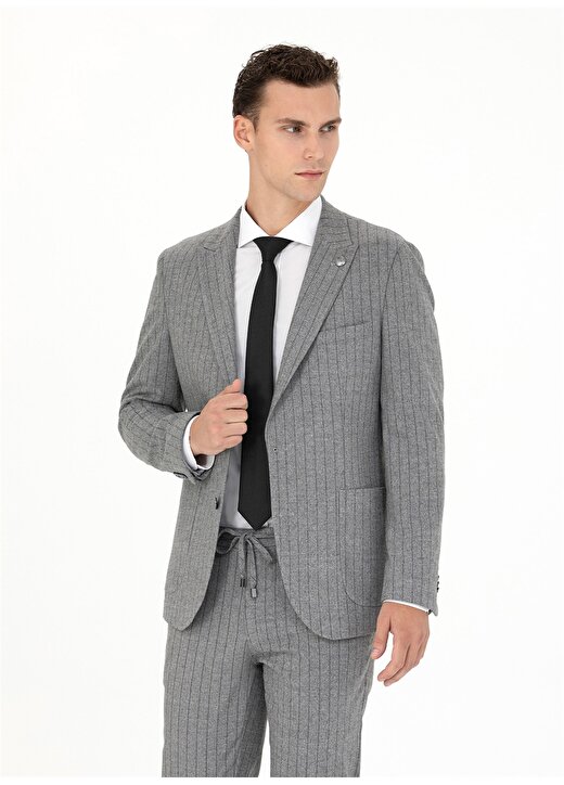 Pierre Cardin Normal Bel Slim Fit Gri Erkek Takım Elbise U49052/EXT 4