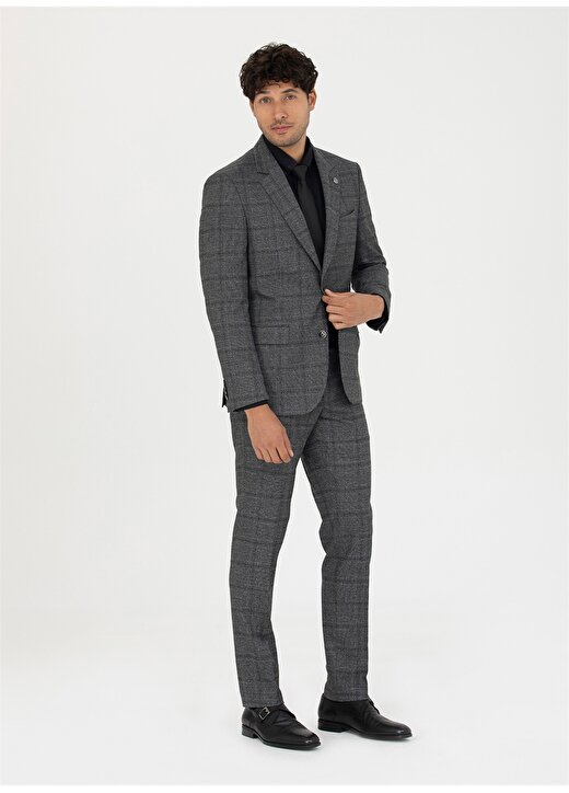 Pierre Cardin Normal Bel Slim Fit Füme Erkek Takım Elbise N00102/ST 3