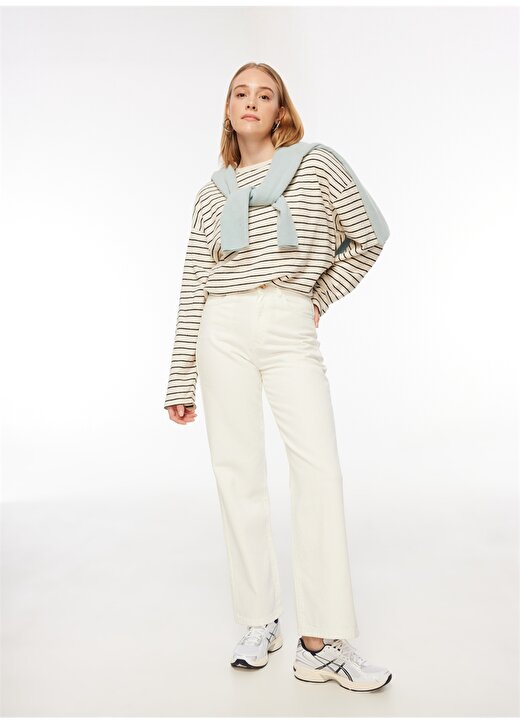 Pierre Cardin Yüksek Bel Geniş Paça Flare Beyaz Kadın Denim Pantolon PALEGO-P-WHITE 2