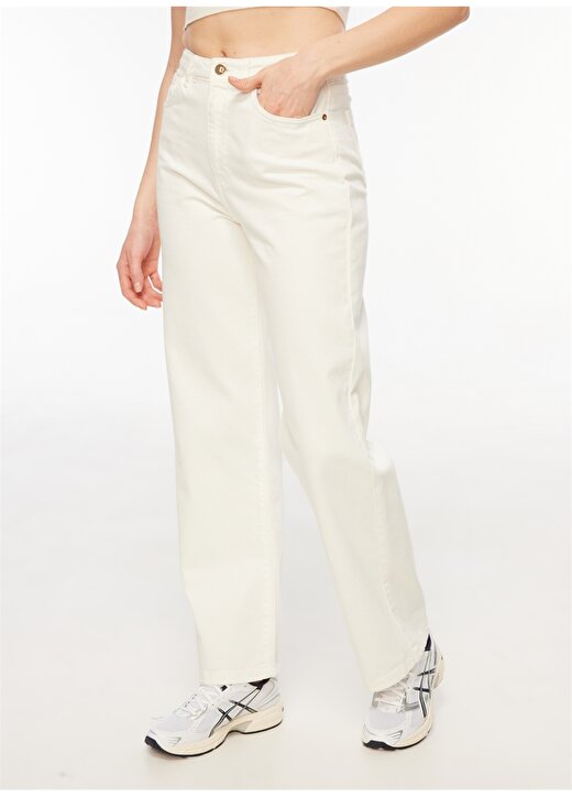 Pierre Cardin Yüksek Bel Geniş Paça Flare Beyaz Kadın Denim Pantolon PALEGO-P-WHITE 3