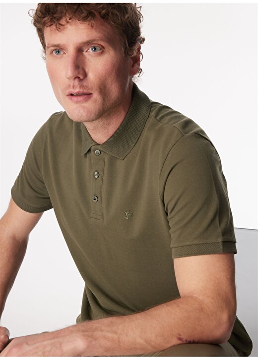 Fabrika Comfort Düz Açık Haki Erkek Polo T-Shirt NOBRO K CEPSIZ 2