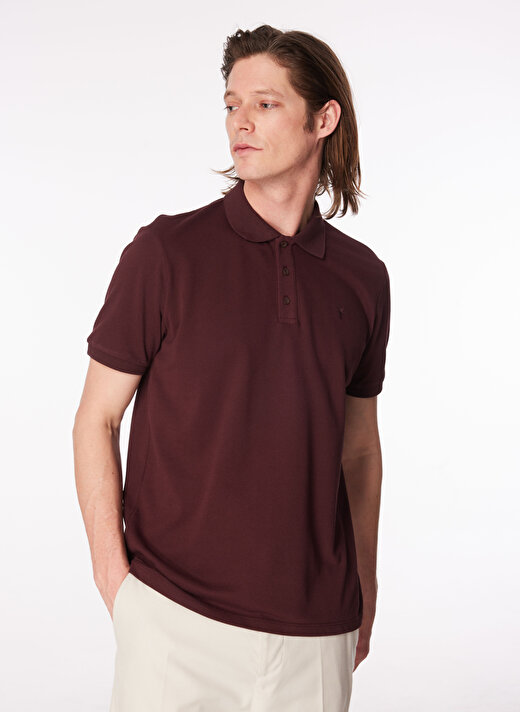 Fabrika Düz Bordo Erkek Polo T-Shirt BORAMIR-Y 4