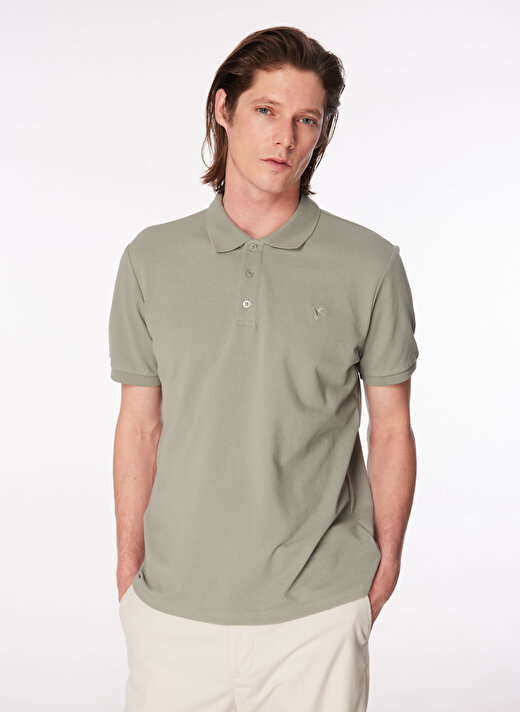 Fabrika Düz Açık Haki Erkek Polo T-Shirt BORAMIR-Y 1