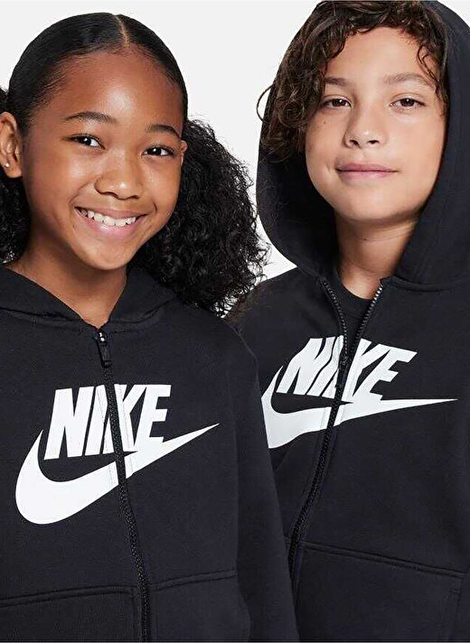 Nike Çocuk Siyah Kapüşonlu Sweatshirt FD2990-010 K NSW CLUB FLC HD FZ   3