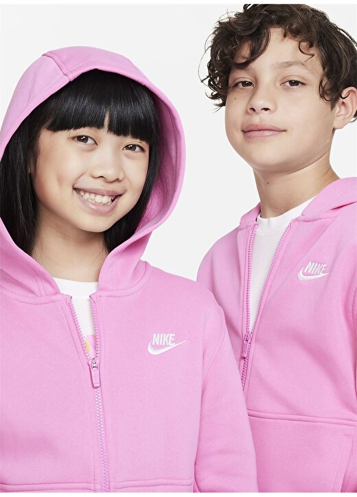 Nike Çocuk Pembe Kapüşonlu Sweatshirt FD3004-675 K NSW CLUB FLC HD FZ 3