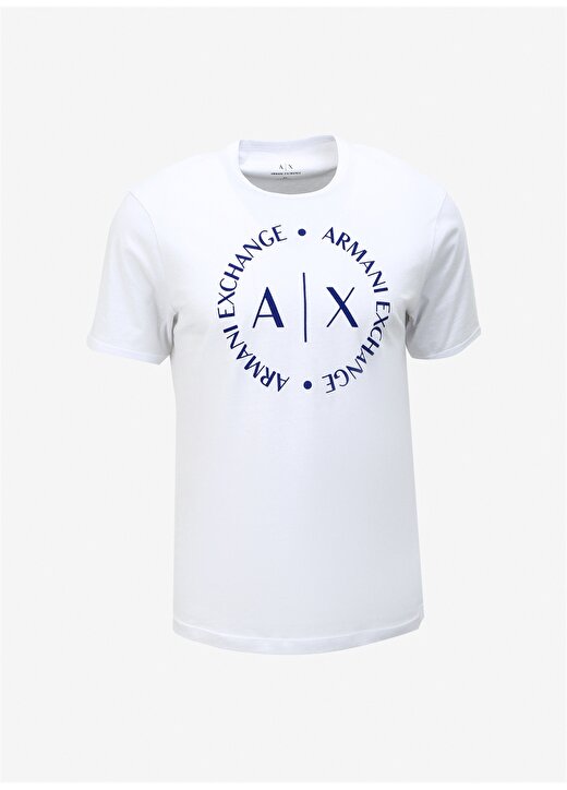 Armani Exchange Bisiklet Yaka Baskılı Beyaz Erkek T-Shirt 8NZTCD 61AB WHITE/NEW ULTRAMARIN 1