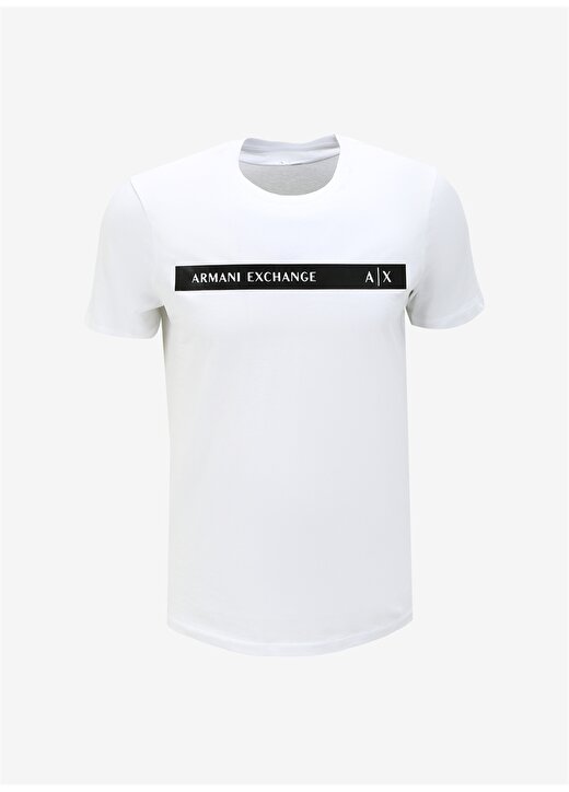Armani Exchange Bisiklet Yaka Baskılı Beyaz Erkek T-Shirt 6RZTAP 1100 WHITE 1