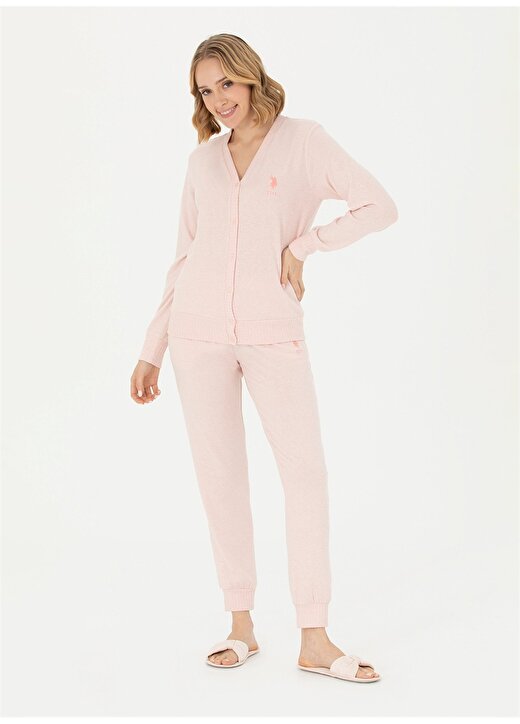 U.S. Polo Assn. Pembe Kadın Pijama Takımı 16956-Ev Giyim 1