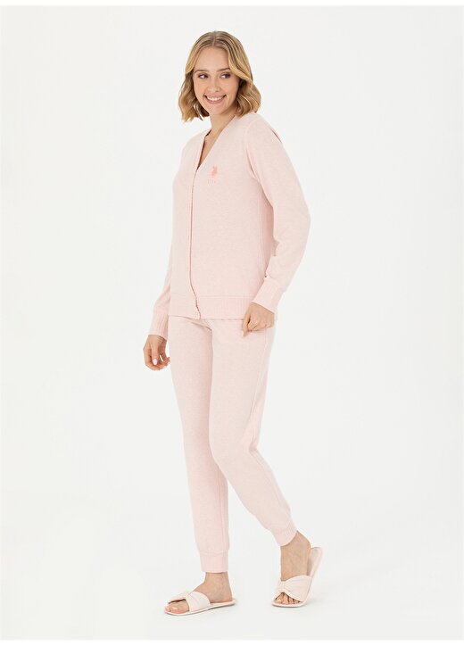 U.S. Polo Assn. Pembe Kadın Pijama Takımı 16956-Ev Giyim 3