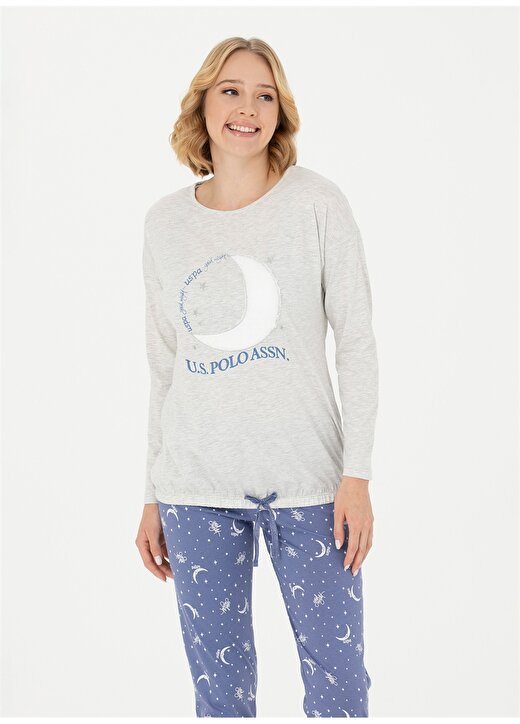 U.S. Polo Assn. Gri Kadın Pijama Takımı 16972-Pijama Tk. 4