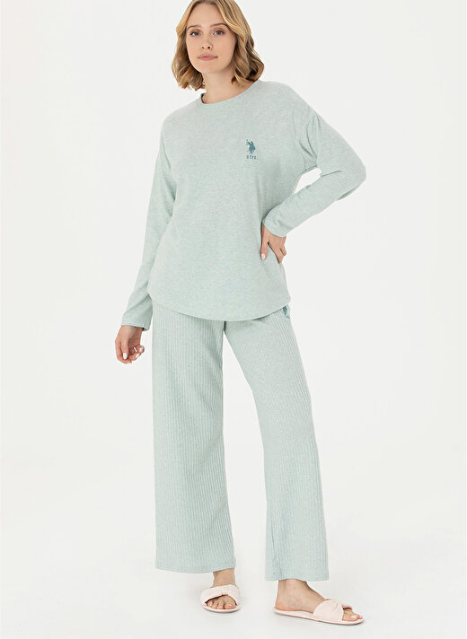 U.S. Polo Assn. Yeşil Kadın Pijama Takımı 16954-Ev Giyim 1