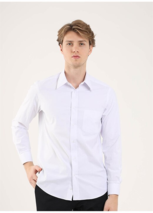 Dufy Regular Fit Gömlek Yaka Beyaz Erkek Gömlek DU2999011509 3