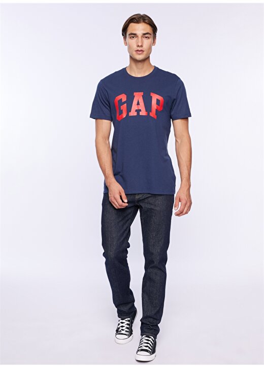 Gap Bisiklet Yaka Baskılı Lacivert Erkek T-Shirt 550338 1