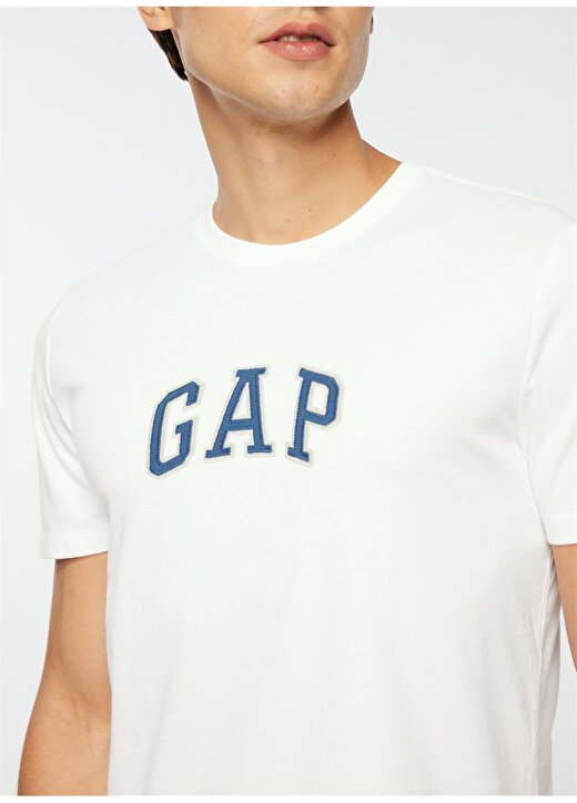 Gap Bisiklet Yaka Nakışlı Beyaz Erkek T-Shirt 570044 3
