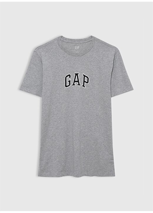 Gap Bisiklet Yaka Nakışlı Gri Erkek T-Shirt 570044 3