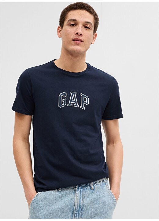 Gap Bisiklet Yaka Nakışlı Lacivert Erkek T-Shirt 570044 1
