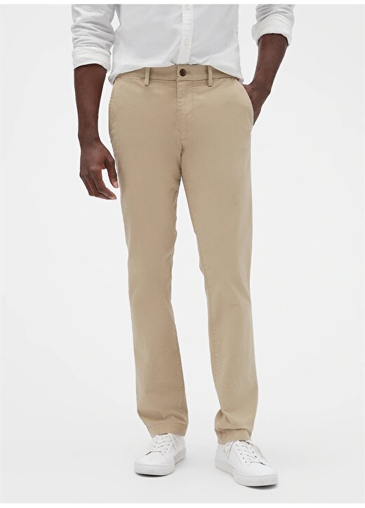 Gap Normal Bel Dar Paça Slim Fit Krem Erkek Pantolon 500357 1