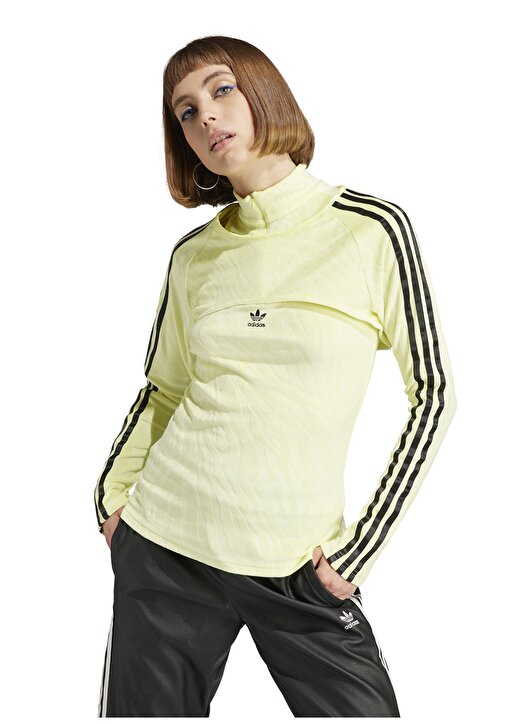 Adidas Neon Sarı Kadın Bisiklet Yaka T-Shirt IJ5027 LONG SLEEVE TEE 1