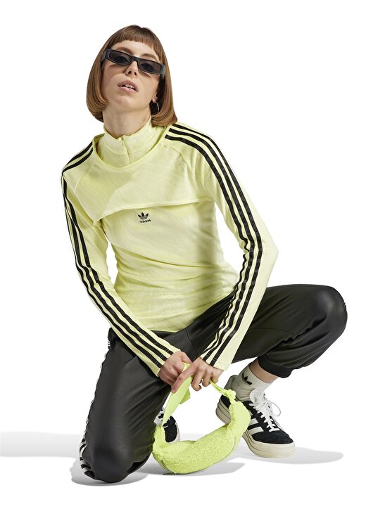 Adidas Neon Sarı Kadın Bisiklet Yaka T-Shirt IJ5027 LONG SLEEVE TEE 3