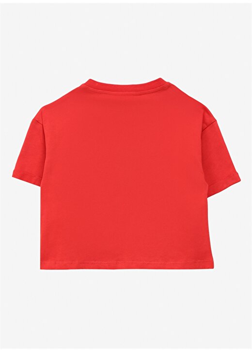 Never Say Never Kız Çocuk Kırmızı Bisiklet Yaka Oversize Düz BUGS BUNNY T-Shirt 2