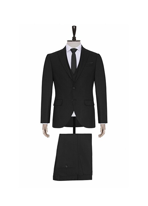 Süvari Normal Bel Slim Fit Siyah Erkek Takım Elbise TK1001100128 1