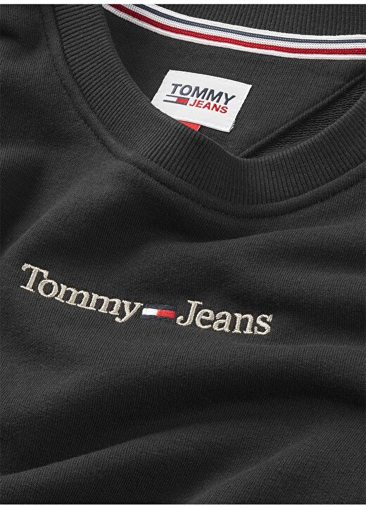 Tommy Jeans Bisiklet Yaka Düz Siyah Kadın Sweatshırt DW0DW16931BDS 3