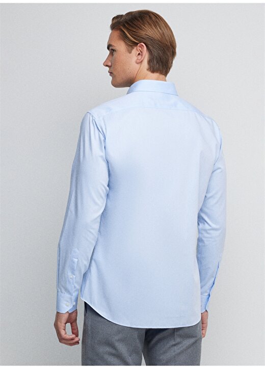 Brooks Brothers Slim Fit Klasik Yaka Beyaz - Mavi Erkek Gömlek BBFW23MSH031 3