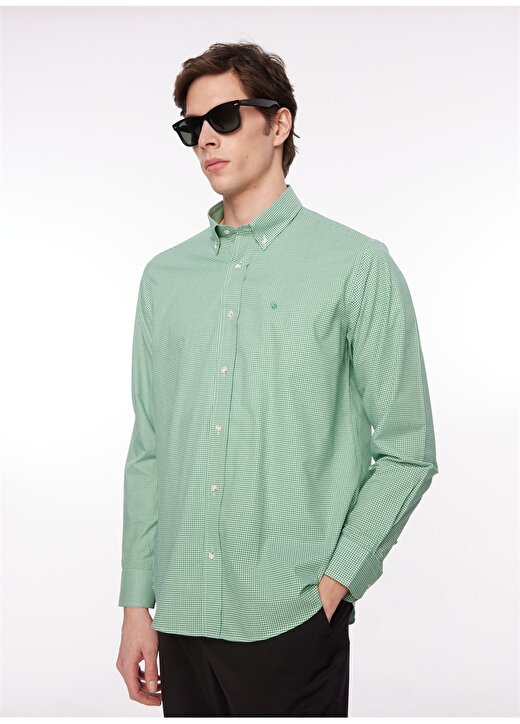 Dufy Regular Fit Düğmeli Yaka Yeşil Erkek Gömlek DU1234013010 1