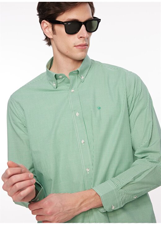 Dufy Regular Fit Düğmeli Yaka Yeşil Erkek Gömlek DU1234013010 2