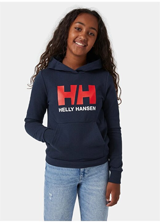 Helly Hansen Lacivert Erkek Çocuk Sweatshirt HHA.41677 JR LOGO HOODIE 2.0 1