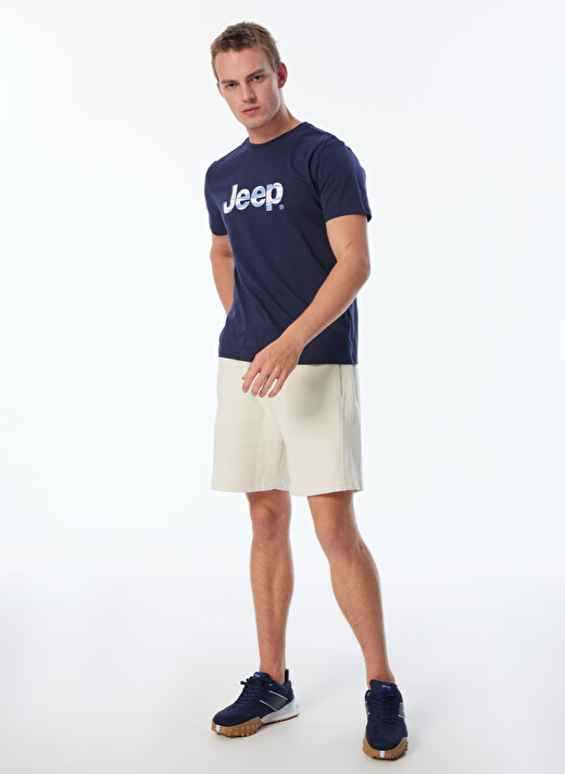 Jeep Lacivert Erkek Bisiklet Yaka Relaxed Baskılı T-Shirt C4SM-TST4584  3