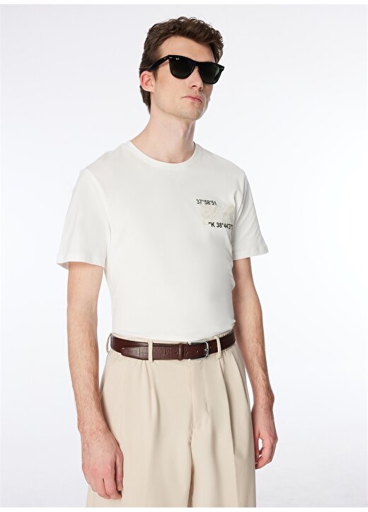 Fabrika Kırık Beyaz Erkek O Yaka Relaxed Baskılı T-Shirt FS4SM-TST 0517 2