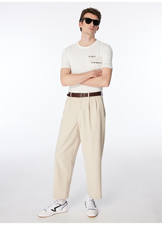 Fabrika Kırık Beyaz Erkek O Yaka Relaxed Baskılı T-Shirt FS4SM-TST 0517 3