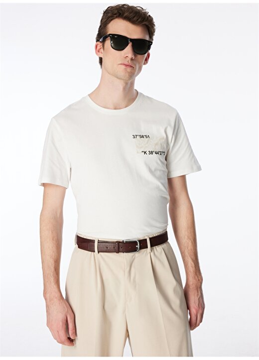 Fabrika Kırık Beyaz Erkek O Yaka Relaxed Baskılı T-Shirt FS4SM-TST 0517 4