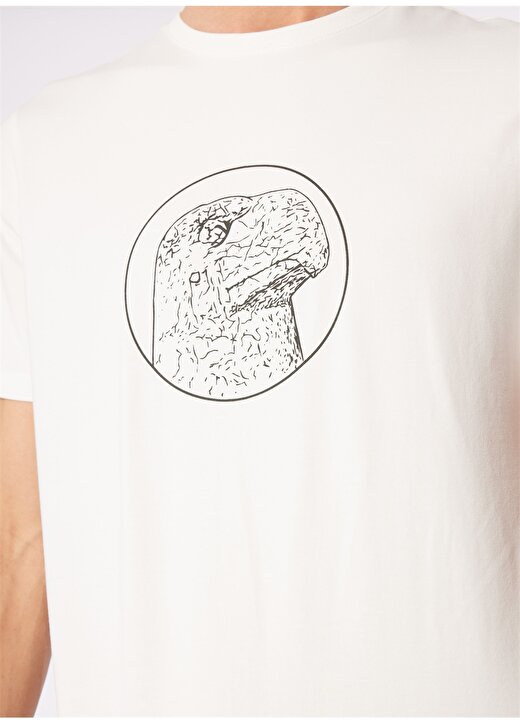 Fabrika Kırık Beyaz Erkek O Yaka Basic Baskılı T-Shirt FS4SM-TST 0518 4