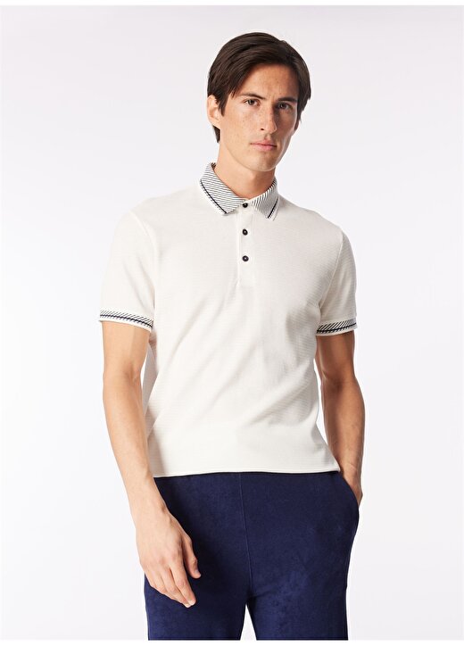 Fabrika Kırık Beyaz Erkek Basic Jakarlı Polo T-Shirt F4SM-TST 0718 3