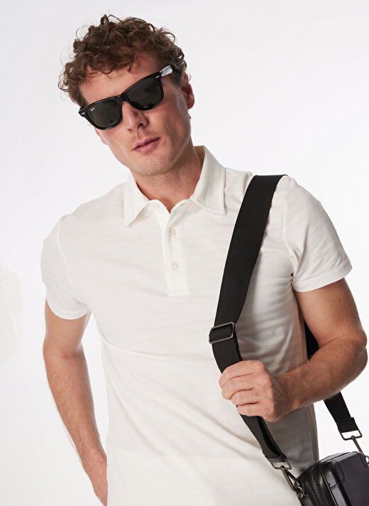 Fabrika Kırık Beyaz Erkek Basic Jakarlı Polo T-Shirt F4SM-TST 0728  1